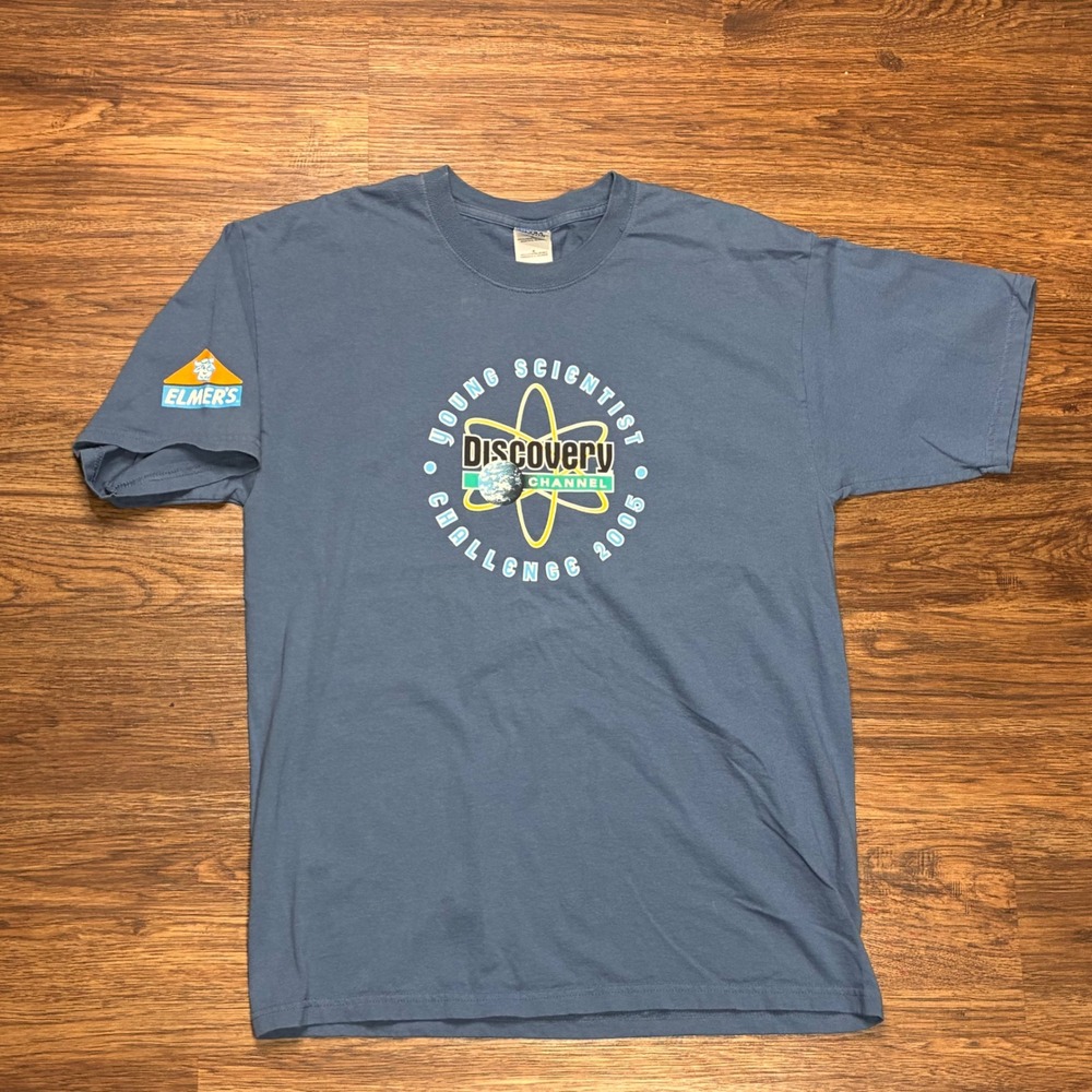 Vintage 2005 Discovery Channel Young Scientist Challenge Elmers T Shirt L Blue